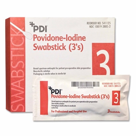 Pdi Impregnated Swabstick 10% Strength Povidone-Iodine Individual Packet NonSterile S41125